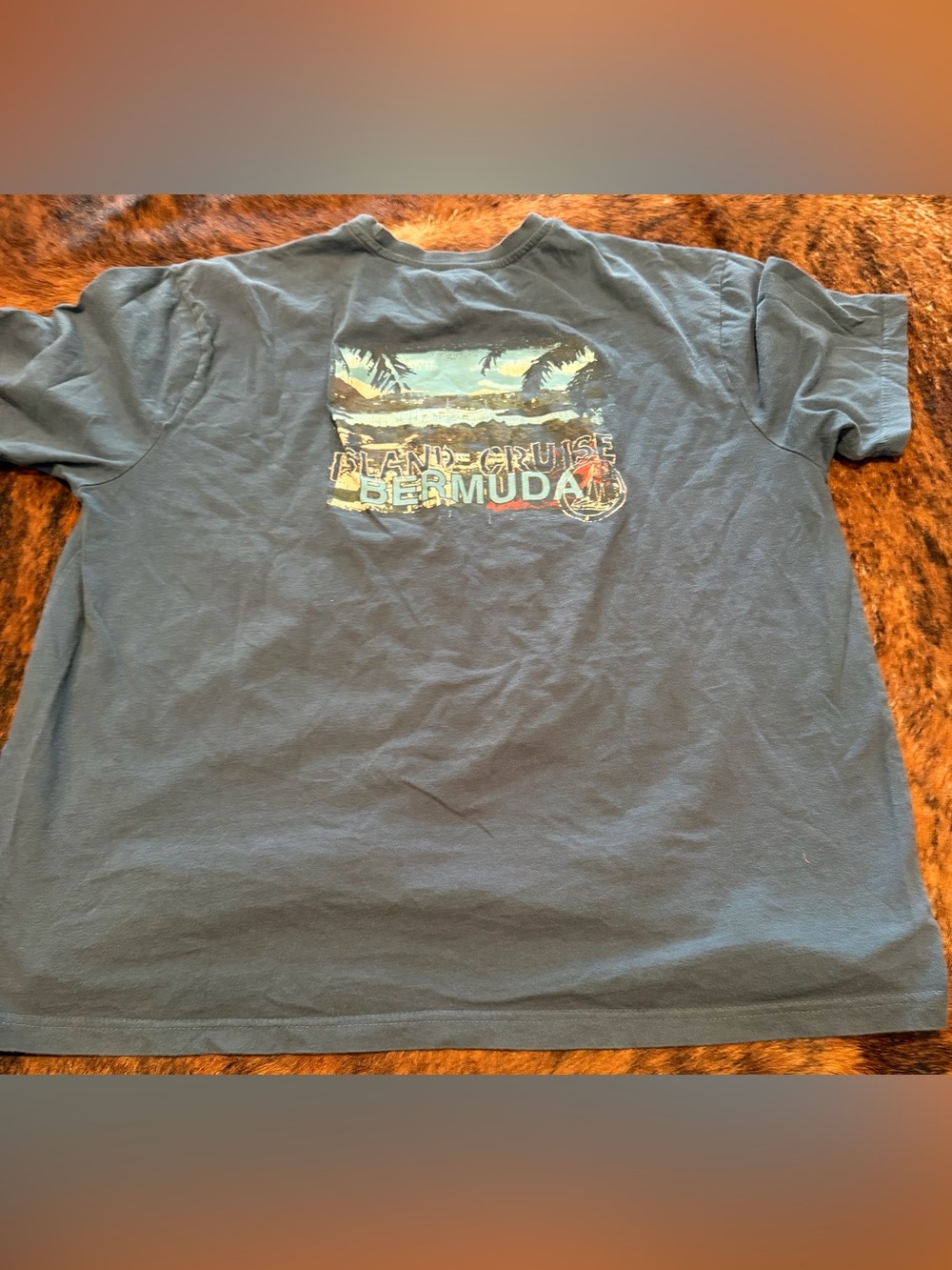 Men’s Caribbean Joe “Island cruise bermuda” mens blue Men’s XXL 2 Sided shirt